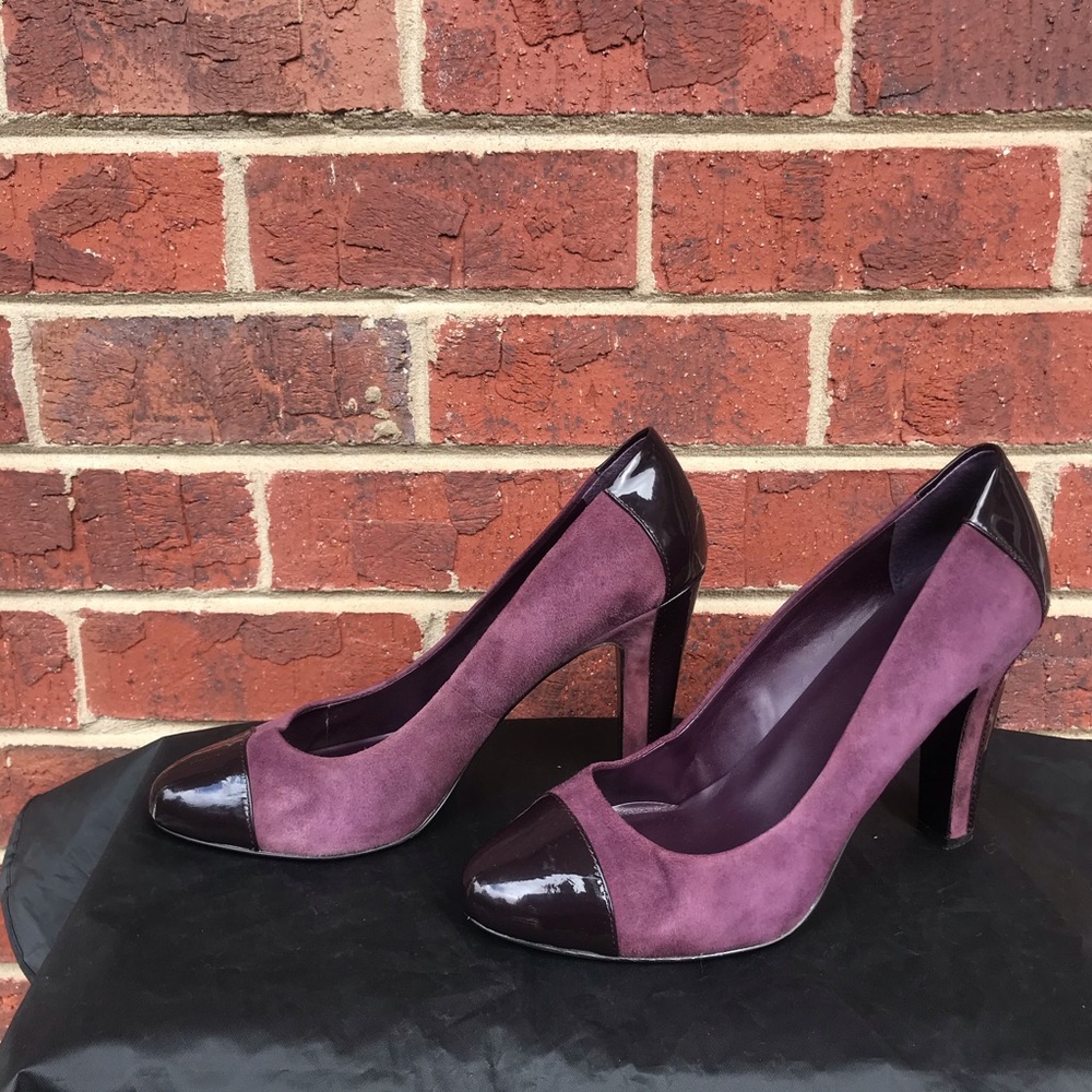 Lauren Ralph Lauren purple suede patent heels